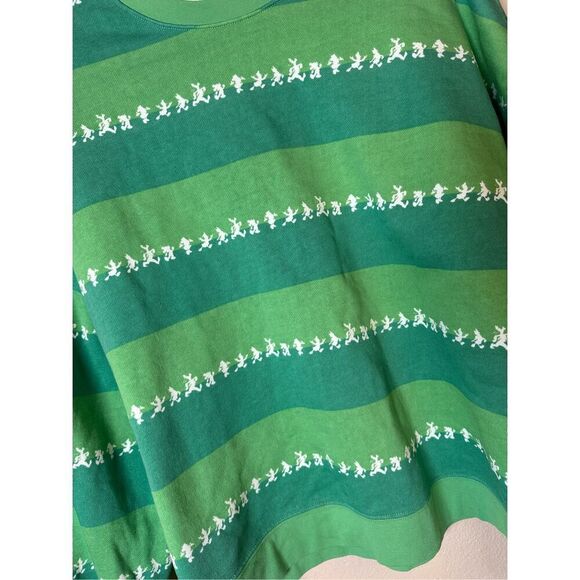 Disney Parks Mickey Mouse Green Striped Crewneck Sweatshirt Oversized XL - Picture 4 of 7